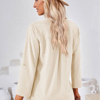 V-Neck Roll-Tap Sleeve Blouse