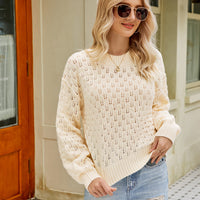Openwork Round Neck Sweater