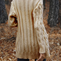 Cable-Knit Button Down Cardigan