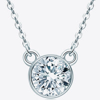 Luna 925 Sterling Silver 1 Carat Moissanite Round Pendant Necklace