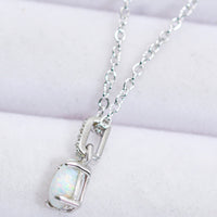 Opal Pendant 925 Sterling Silver Chain-Link Necklace