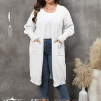 Plus Size Long Sleeve Pocketed Cardigan