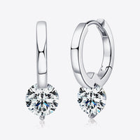Solitary Bliss 2 Carat Moissanite 925 Sterling Silver Drop Earrings