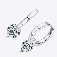 Solitary Bliss 2 Carat Moissanite 925 Sterling Silver Drop Earrings