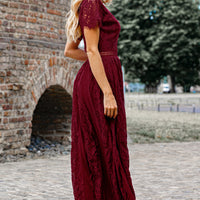 Scalloped Trim Lace Plunge Dress