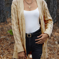 Cable-Knit Button Down Cardigan