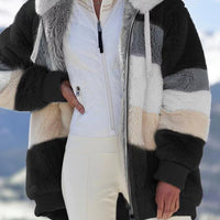 Plush Hugs multi-color hooded coat for women