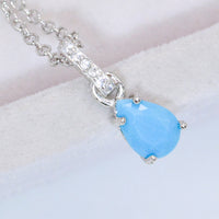 Teardrop Turquoise 4-Prong Pendant Necklace