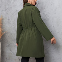 Plus Size Lapel Collar Roll-Tab Sleeve Trench Coat