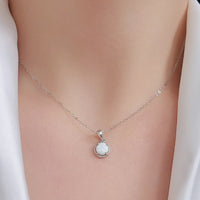 Opal Round Pendant Chain Necklace