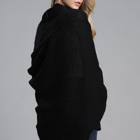 Modern Lady of Elegance Dolman Sleeve Open Front Ribbed Trim Longline Cardigan