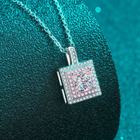 Music Box 1 Carat Moissanite Square Pendant Chain Necklace