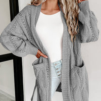 Cable-Knit Dropped Shoulder Cardigan