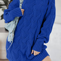 Cable-Knit Turtleneck Sweater Dress