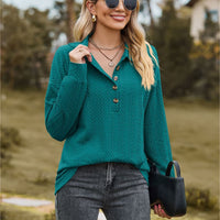 Collared Neck Long Sleeve Blouse