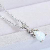 Opal Pendant 925 Sterling Silver Chain-Link Necklace