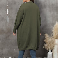 Plus Size Long Sleeve Pocketed Cardigan