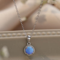 Opal Round Pendant Chain Necklace
