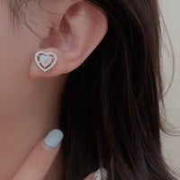 Bliss 925 Sterling Silver Opal Heart Stud Earrings