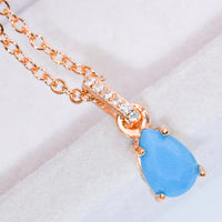 Teardrop Turquoise 4-Prong Pendant Necklace