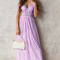 Scalloped Trim Lace Plunge Dress