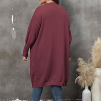 Plus Size Long Sleeve Pocketed Cardigan