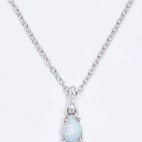 Opal Pendant 925 Sterling Silver Chain-Link Necklace
