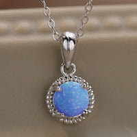 Opal Round Pendant Chain Necklace