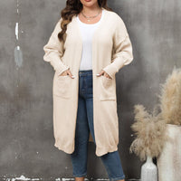 Plus Size Long Sleeve Pocketed Cardigan