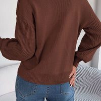 Square Neck Mixed Knit Sweater