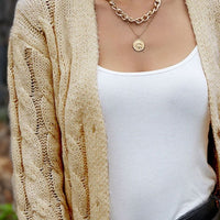 Cable-Knit Button Down Cardigan