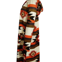 Geometric Hooded Cardigan with Pockets