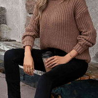 Turtleneck Rib-Knit Sweater