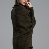 Modern Lady of Elegance Dolman Sleeve Open Front Ribbed Trim Longline Cardigan