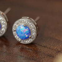 Opal 4-Prong Round Stud Earrings