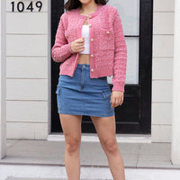 Button Up Round Neck Cardigan