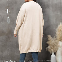 Plus Size Long Sleeve Pocketed Cardigan
