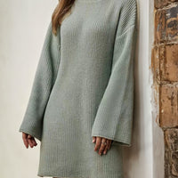 Turtleneck Dropped Shoulder Sweater Dress