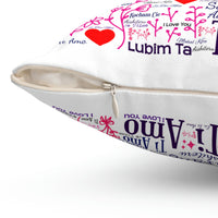 How To Say I Love You Spun Polyester Square Pillow