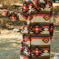 Geometric Hooded Cardigan with Pockets