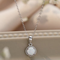 Opal Round Pendant Chain Necklace
