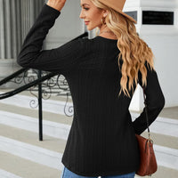 Cable-Knit Long Sleeve V-Neck T-Shirt