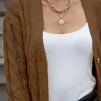Cable-Knit Button Down Cardigan