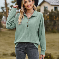 Collared Neck Long Sleeve Blouse