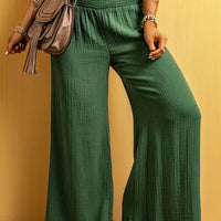 Smocked Waist Texture Wide Leg Pants