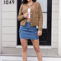 Button Up Round Neck Cardigan