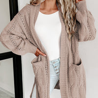 Cable-Knit Dropped Shoulder Cardigan