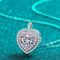 First Crush Blush 925 Sterling Silver 1 Carat Moissanite Heart Pendant Necklace