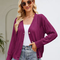 Easy Breezy Button Down Ribbed Trim Cardigan