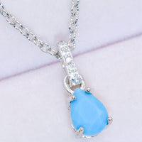 Teardrop Turquoise 4-Prong Pendant Necklace